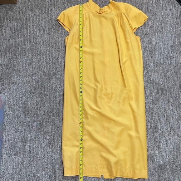 Vintage Levante 100% Silk Tulip Sleeve Dress – Yellow,‎ Size 12 - Picture 13 of 15
